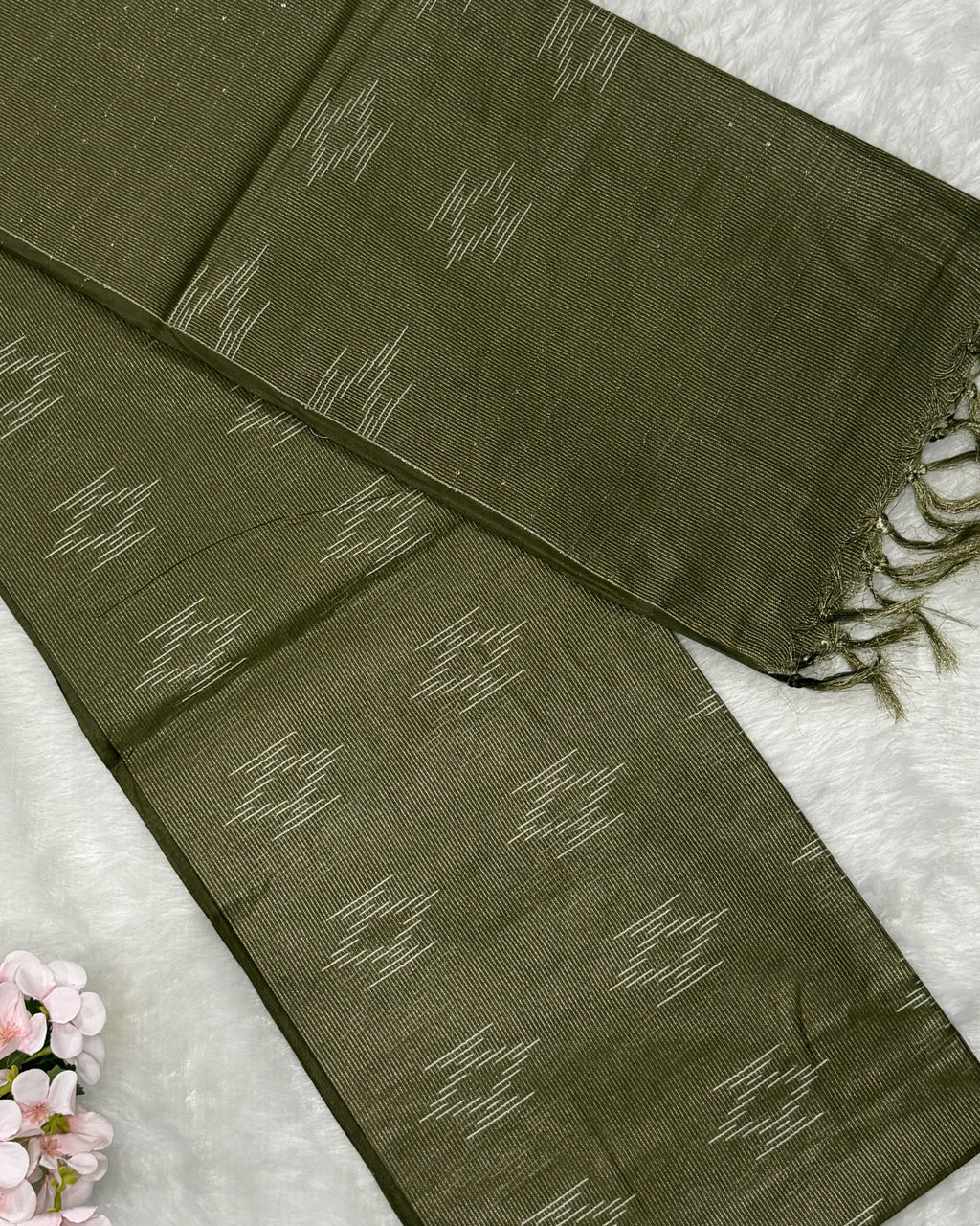 Bhagalpuri - Cotton Jari - Olive Green