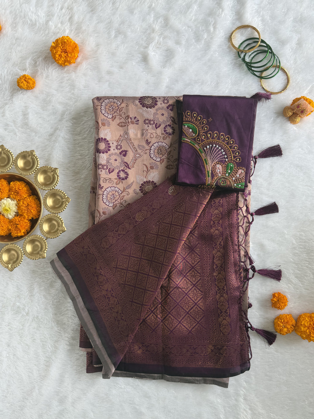Tissue - Tissue Silk - Purple Tassels
