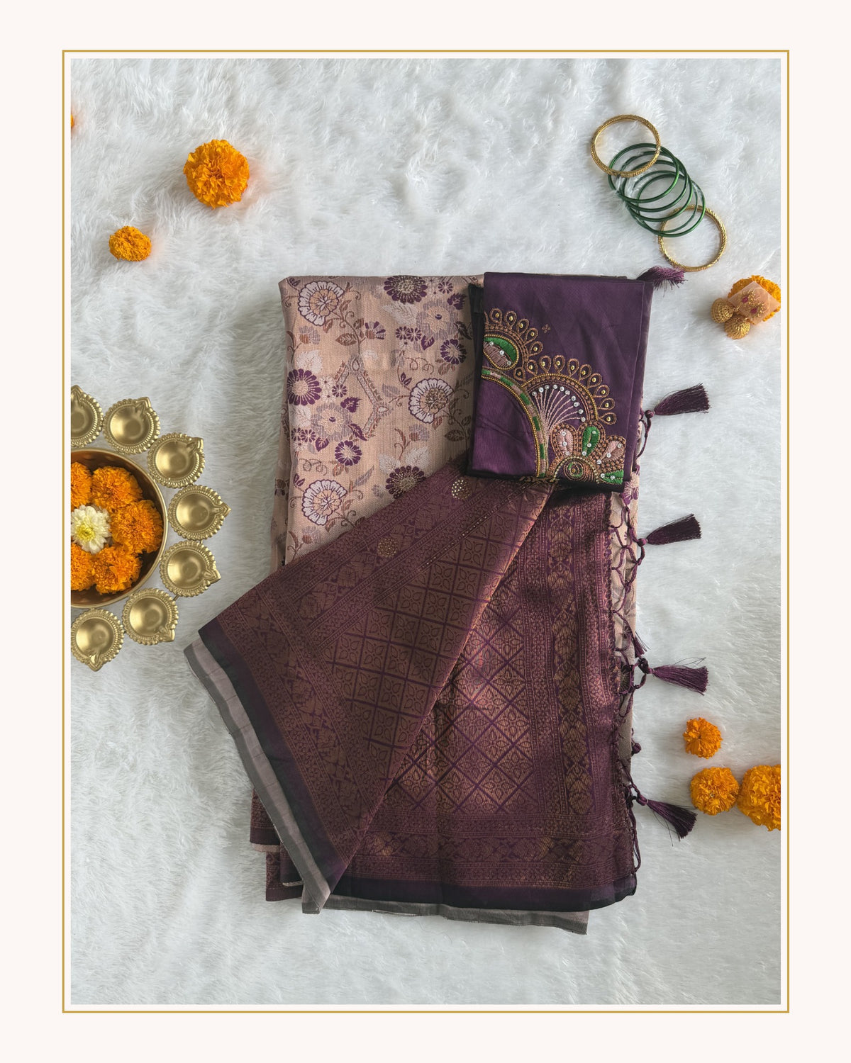 Tissue - Tissue Silk - Purple Tassels