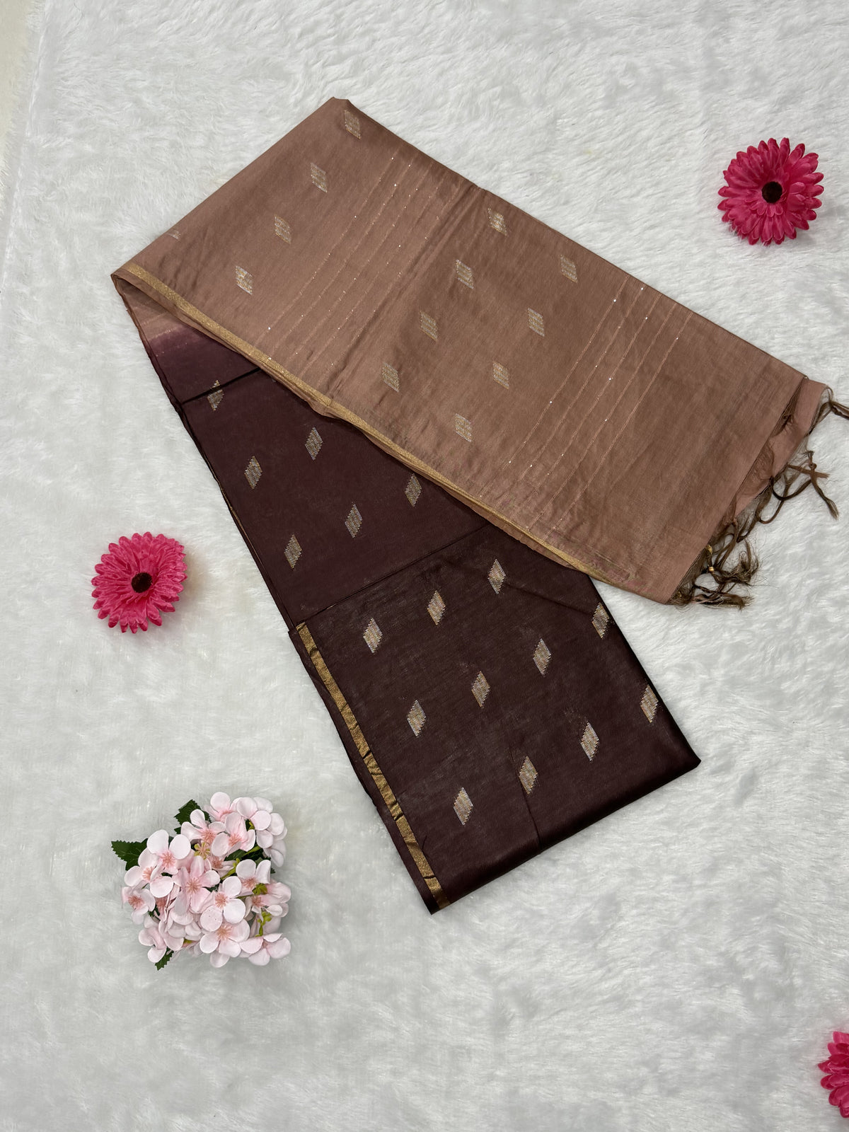 Bhagalpuri Handloom - Cotton - Coffee Brown Copper