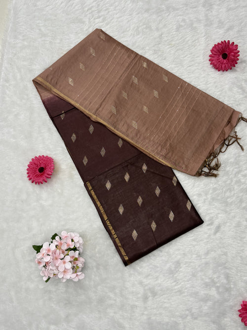Bhagalpuri Handloom - Cotton - Coffee Brown Copper