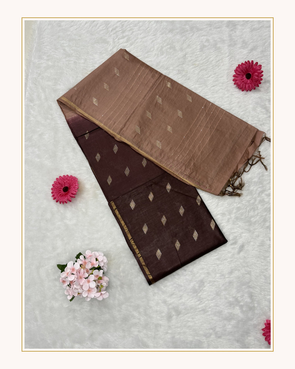 Bhagalpuri Handloom - Cotton - Coffee Brown Copper