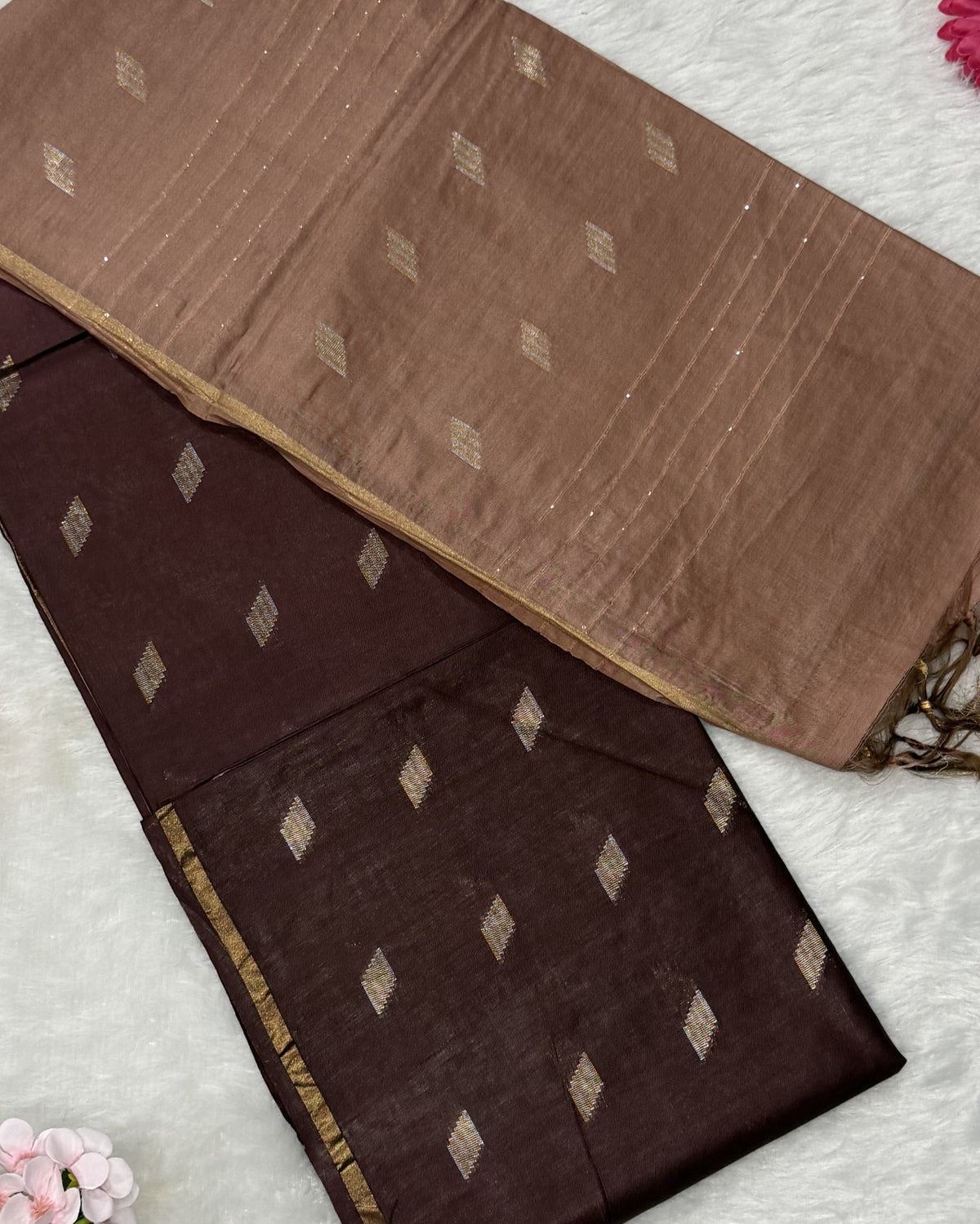 Bhagalpuri Handloom - Cotton - Coffee Brown Copper