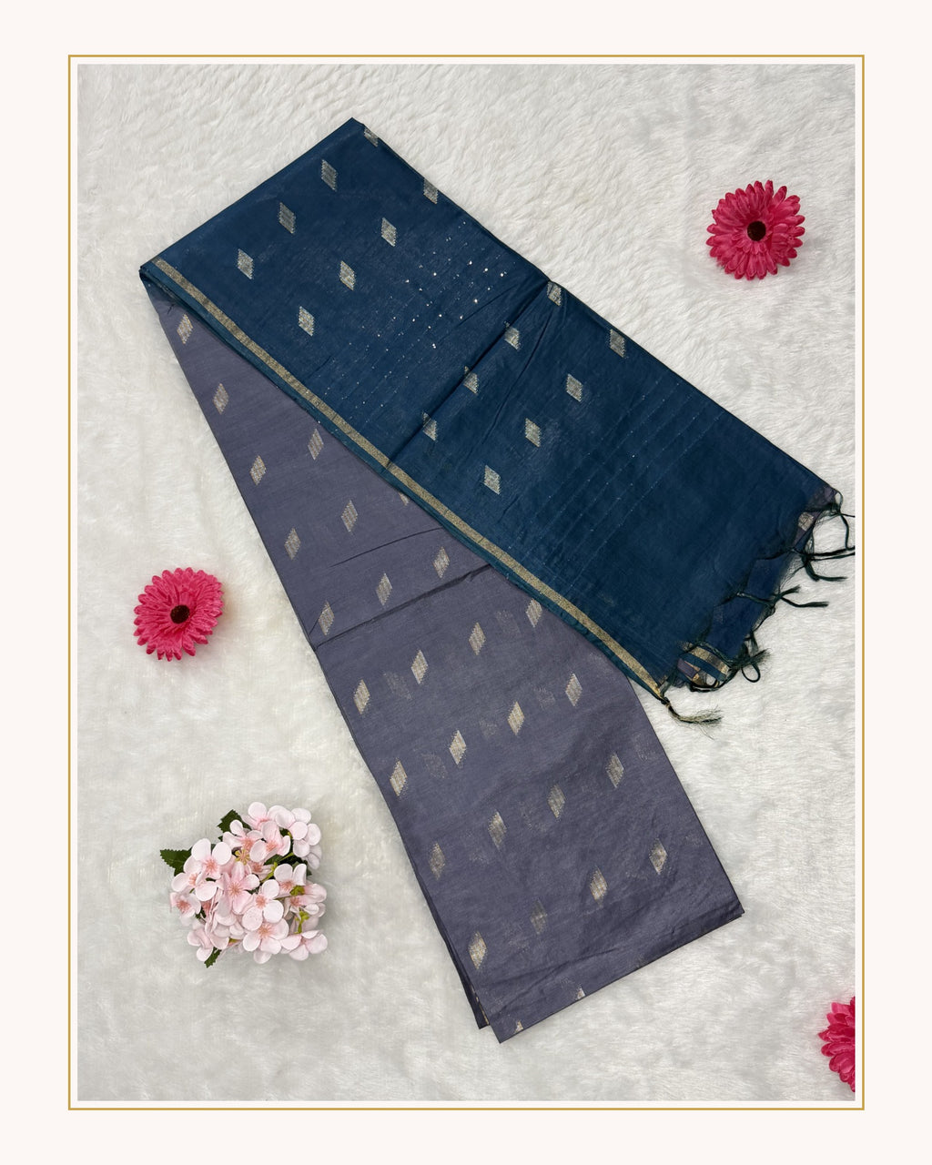 Bhagalpuri Handloom - Cotton - Grey Blue