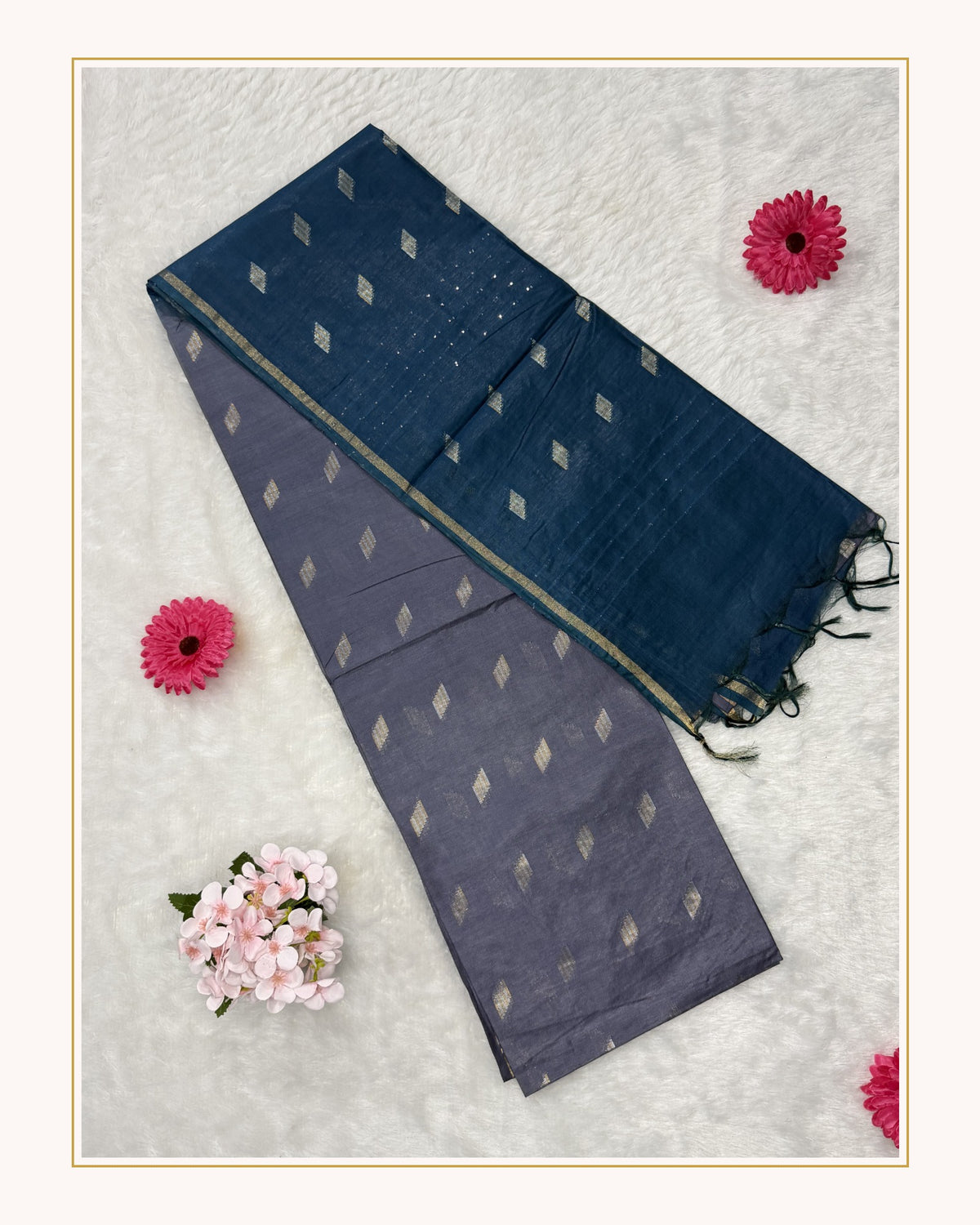 Bhagalpuri Handloom - Cotton - Grey Blue