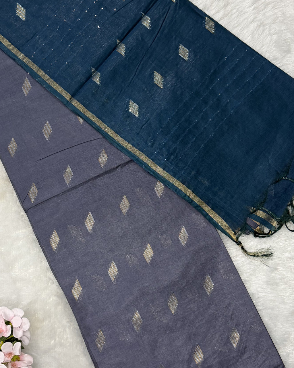 Bhagalpuri Handloom - Cotton - Grey Blue