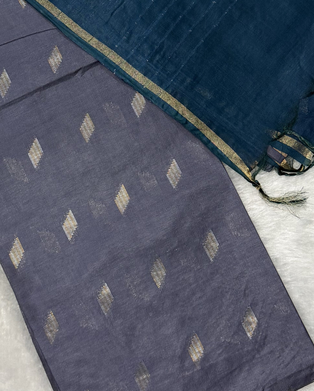 Bhagalpuri Handloom - Cotton - Grey Blue