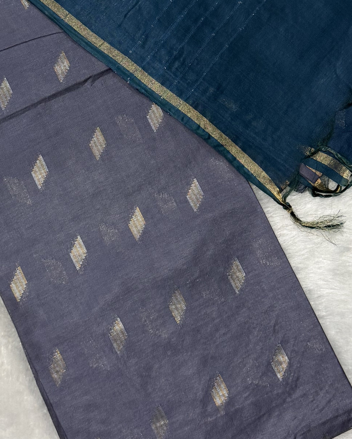 Bhagalpuri Handloom - Cotton - Grey Blue