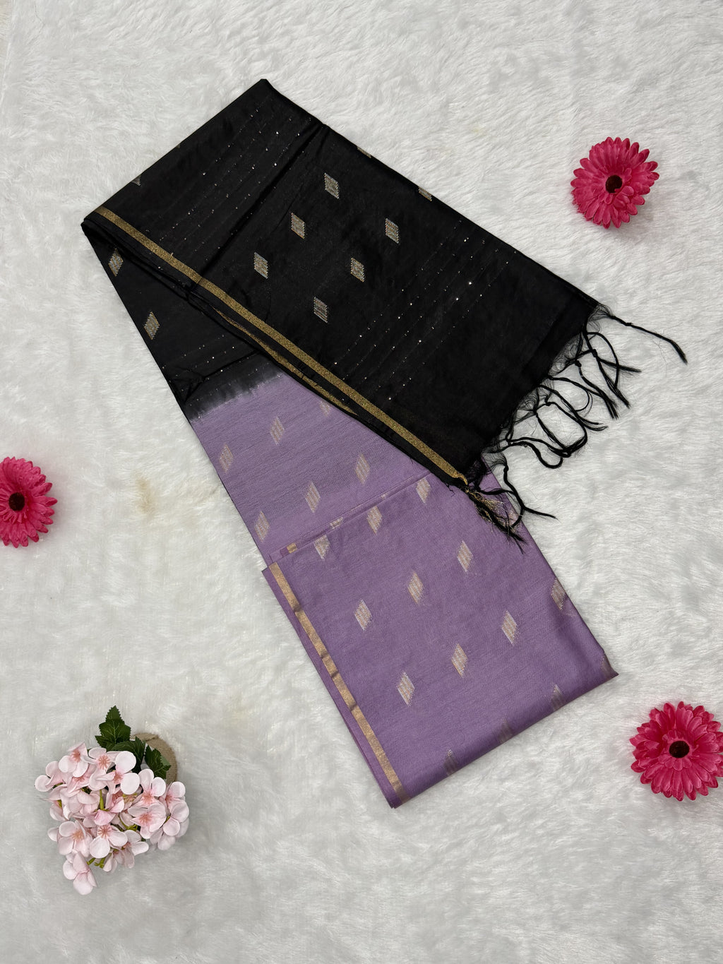 Bhagalpuri Handloom - Cotton - Purple Black