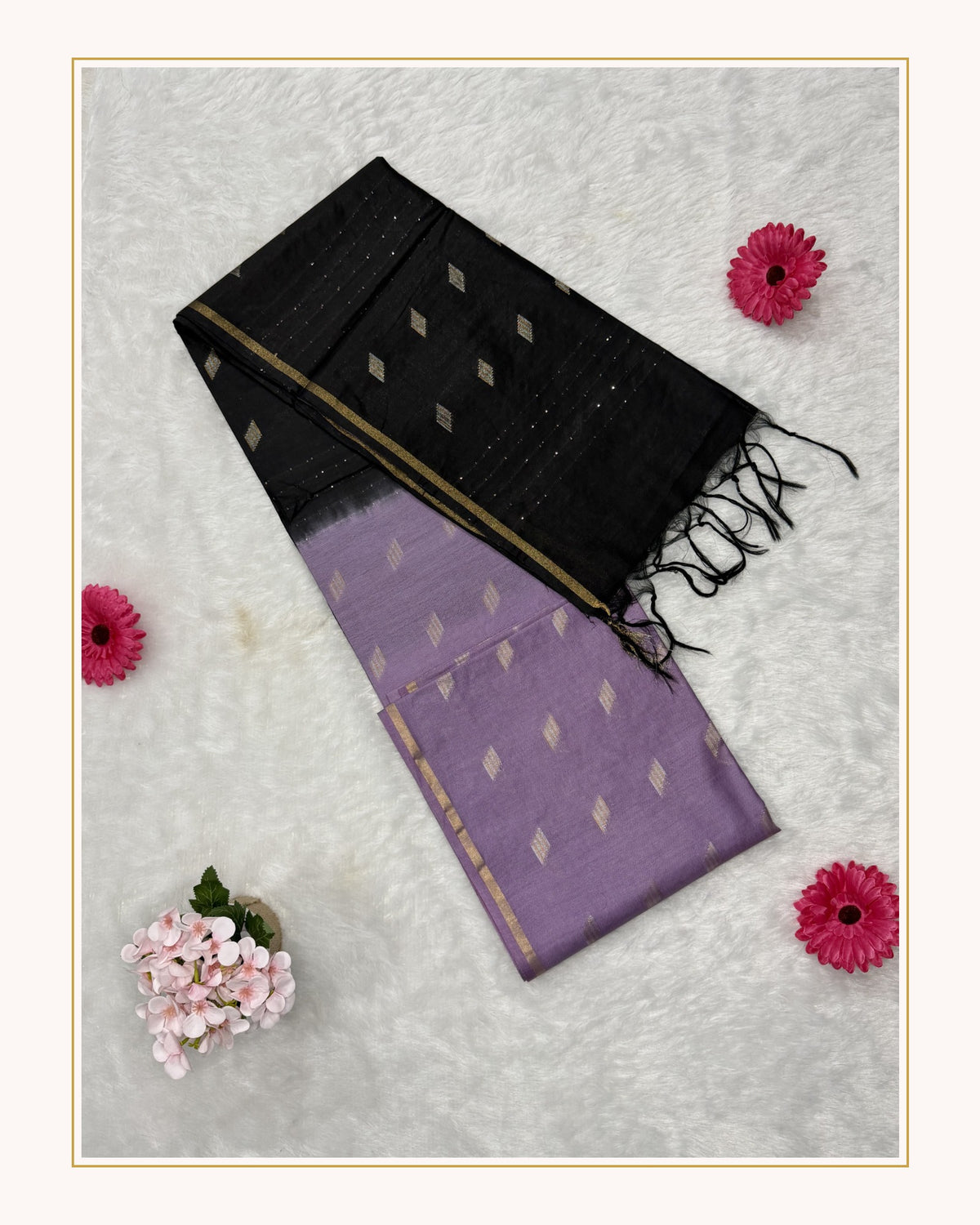 Bhagalpuri Handloom - Cotton - Purple Black