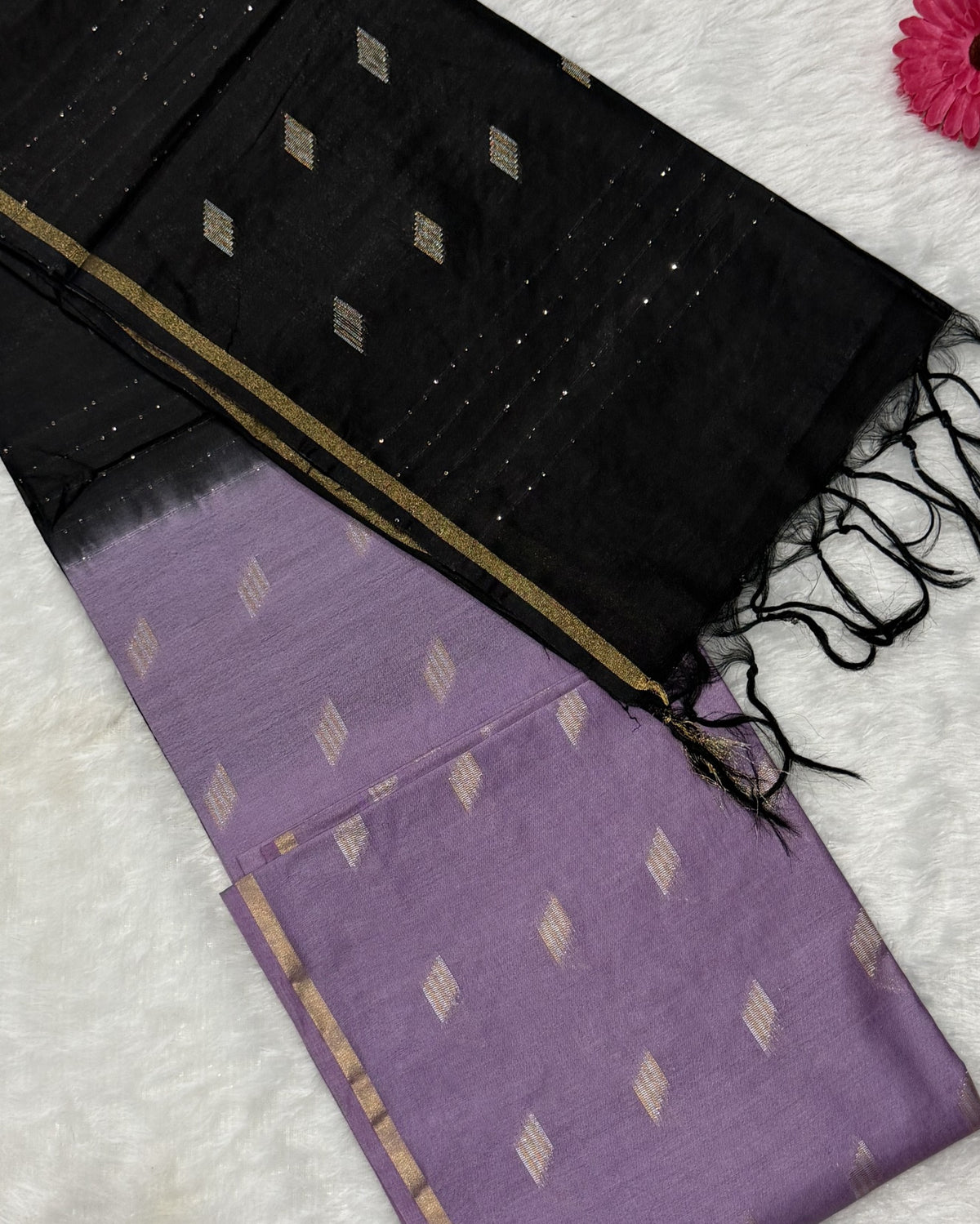 Bhagalpuri Handloom - Cotton - Purple Black