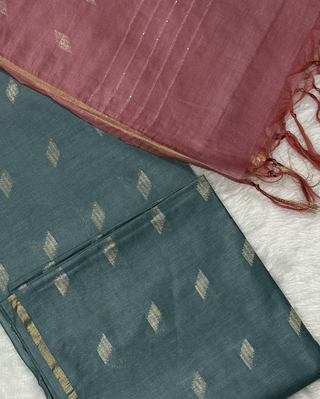 Bhagalpuri Handloom - Cotton - Pink Grey