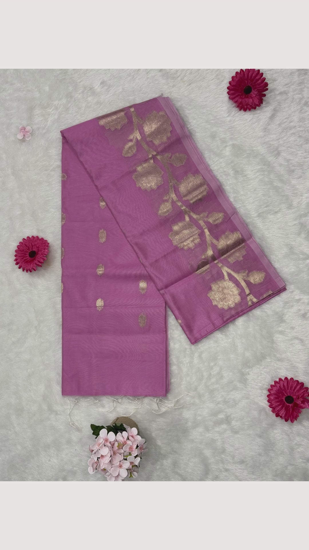 Maheshwari - Cotton Silk - Baby Pink Pastel Big