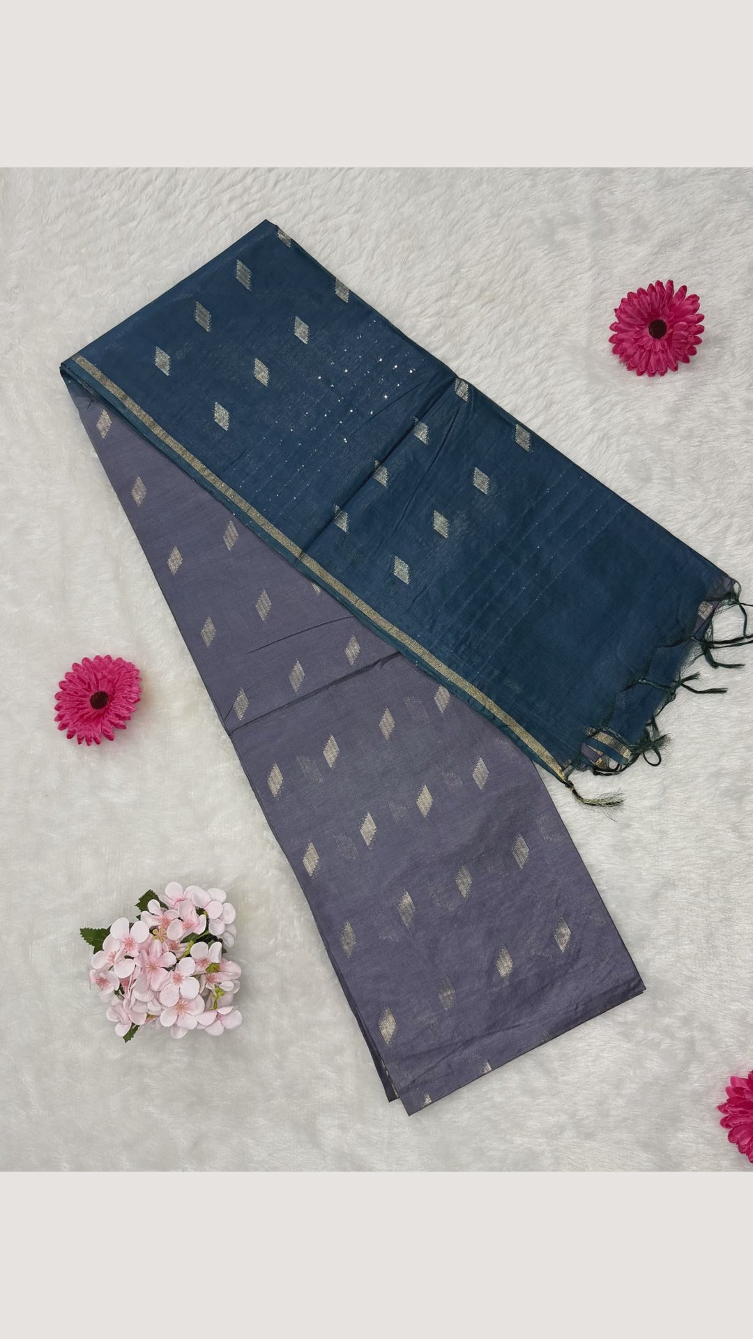 Bhagalpuri Handloom - Cotton - Grey Blue