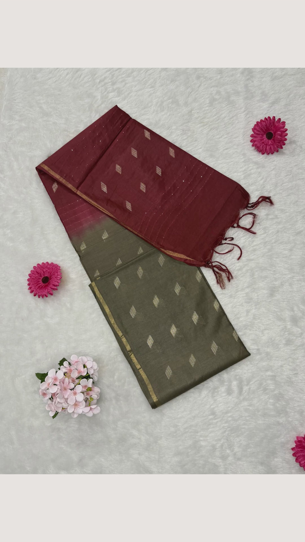 Bhagalpuri Handloom - Cotton - Brown Red