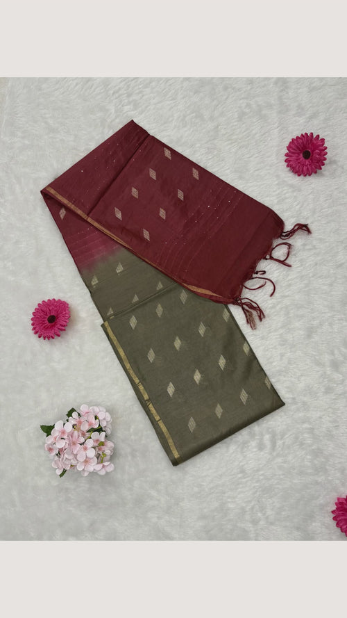 Bhagalpuri Handloom - Cotton - Brown Red