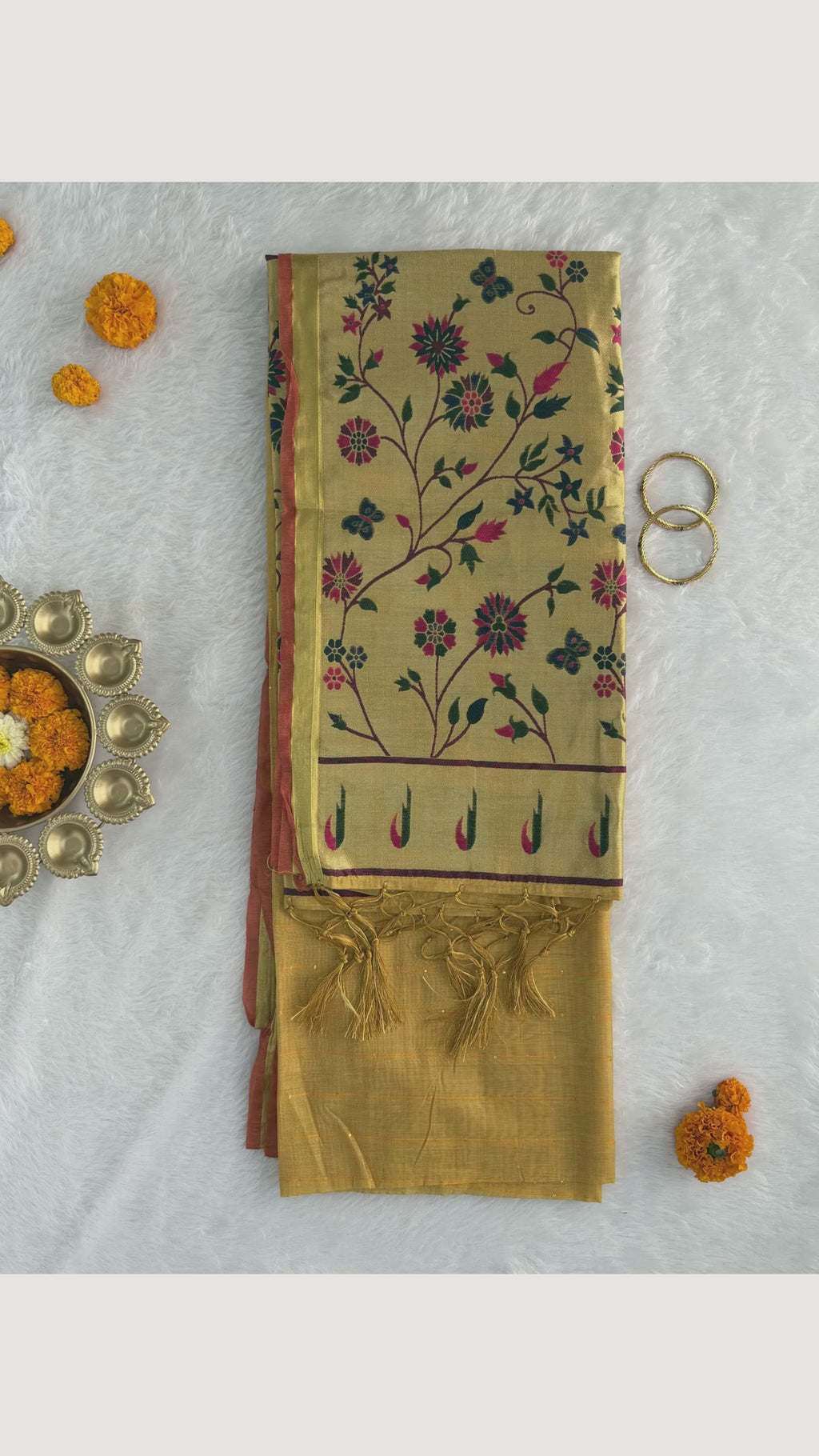 Jamdani - Cotton - Mustard yellow Sunflower