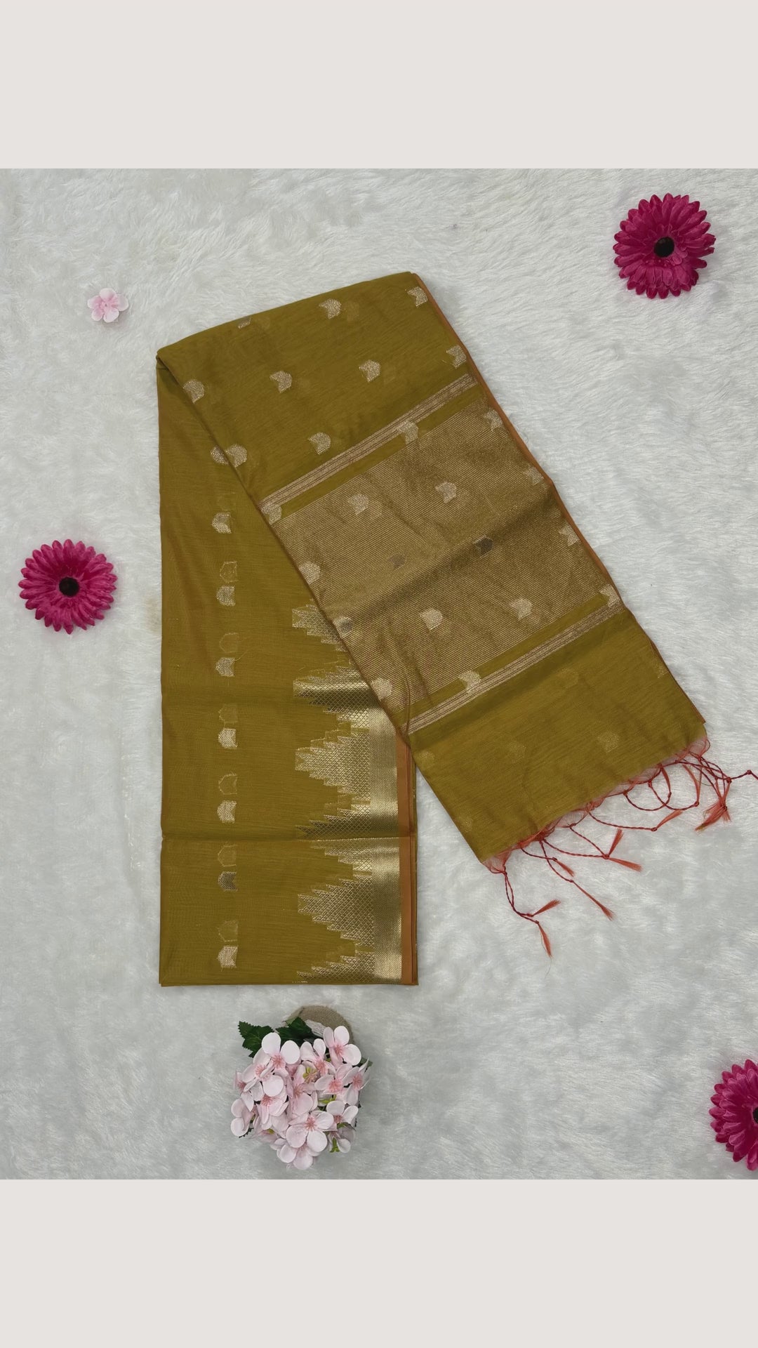 Maheswari - Cotton Silk - Mustard Arrow