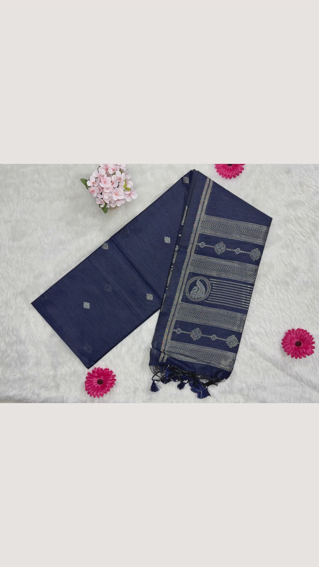 Silk - Linen Silk - Navy Blue