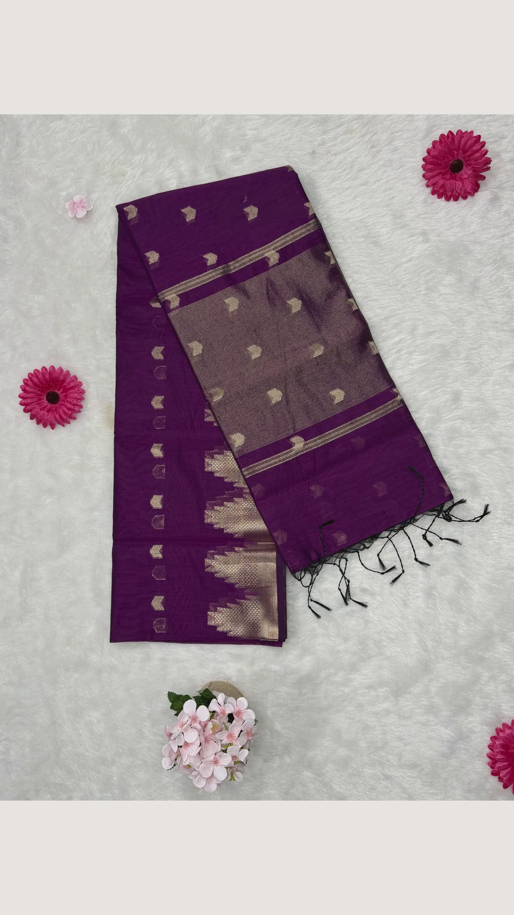 Maheshwari - Cotton Silk - Magenta Arrows