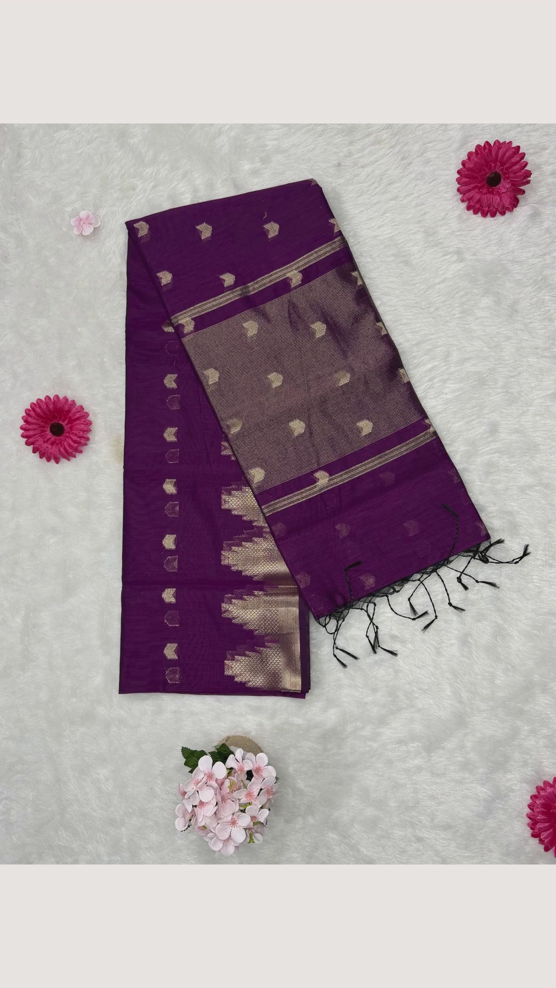 Maheshwari - Cotton Silk - Magenta Arrows