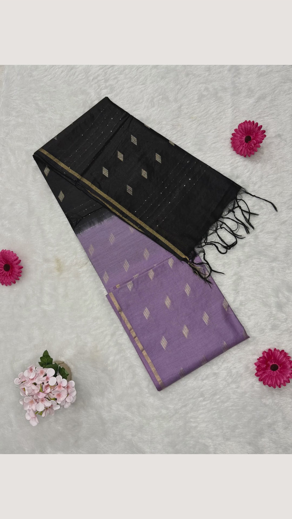 Bhagalpuri Handloom - Cotton - Purple Black