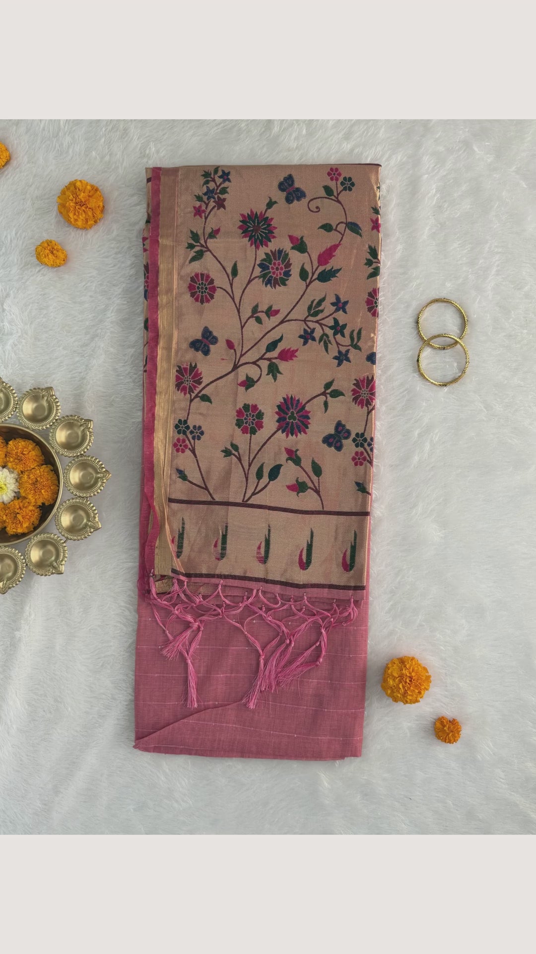 Jamdani - Cotton - Baby Pink Sunflower