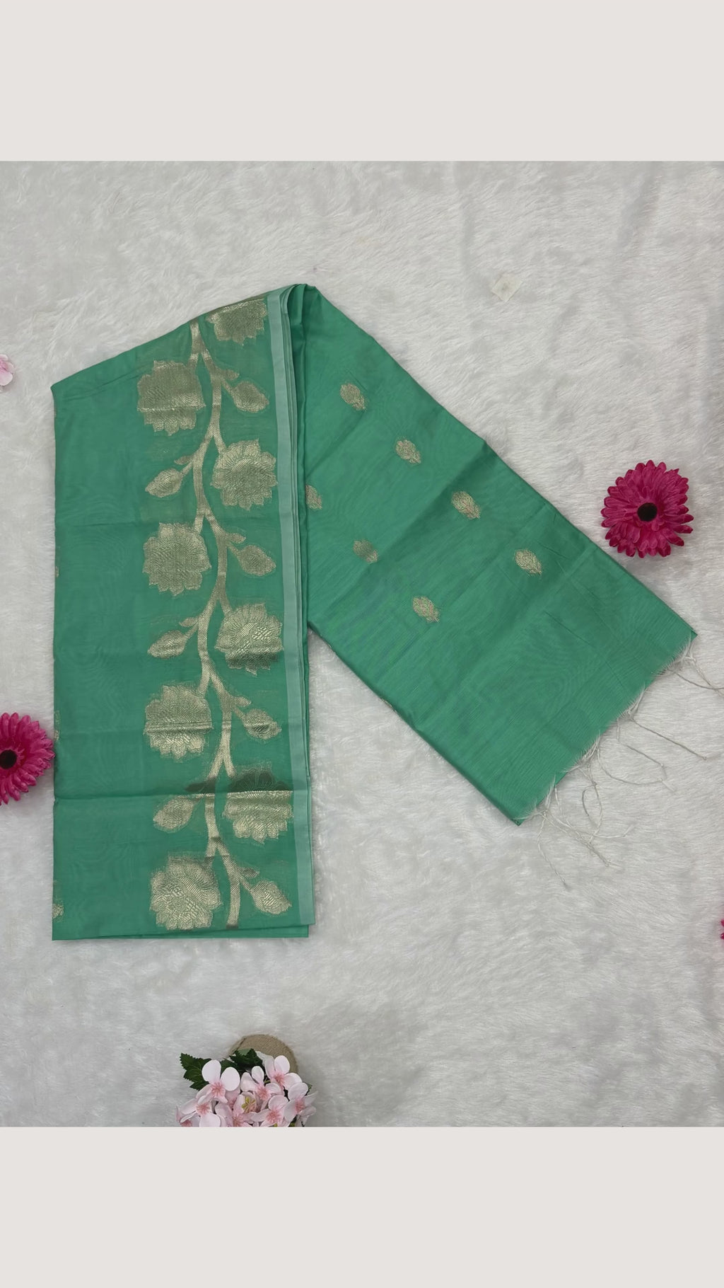 Maheshwari - Cotton Silk - Sea Green Pastel Big