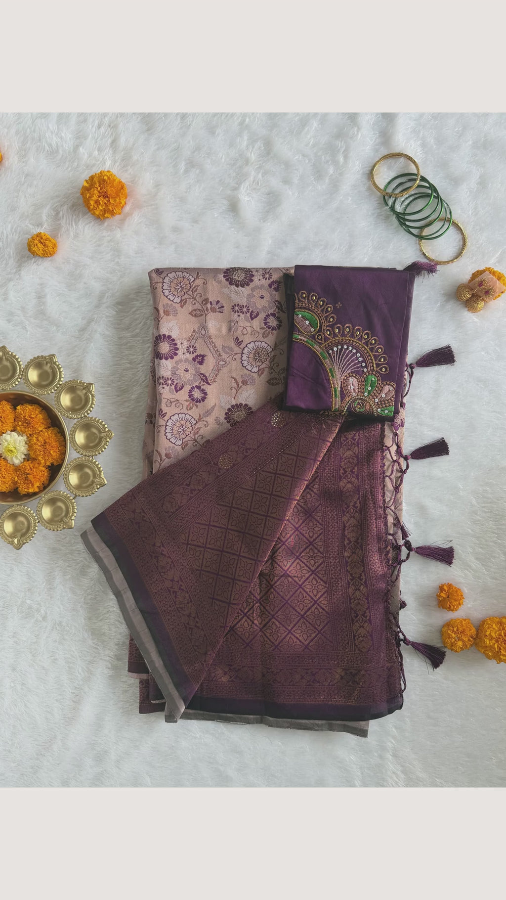 Tissue - Tissue Silk - Purple Tassels