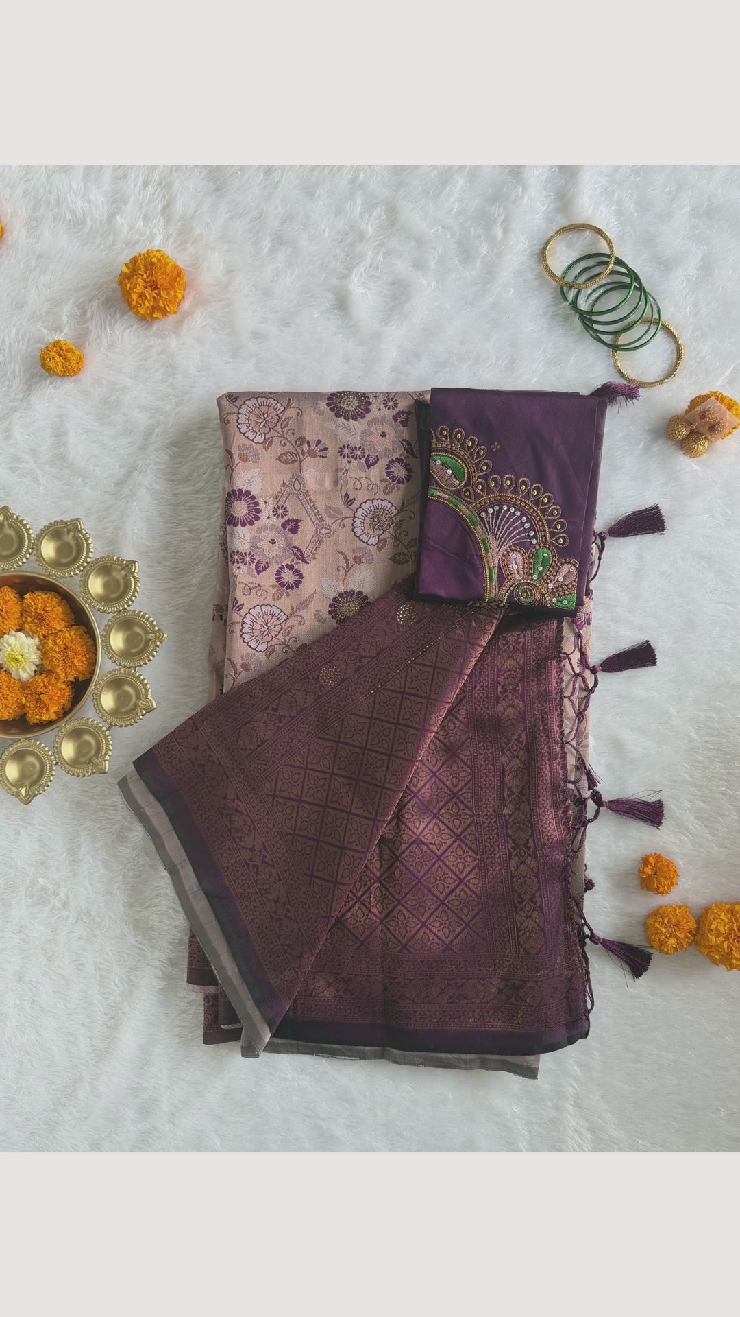 Tissue - Tissue Silk - Purple Tassels