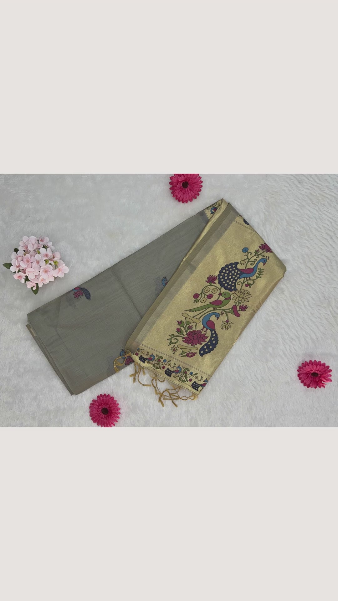 Jamdani - Cotton - Grey Peacock