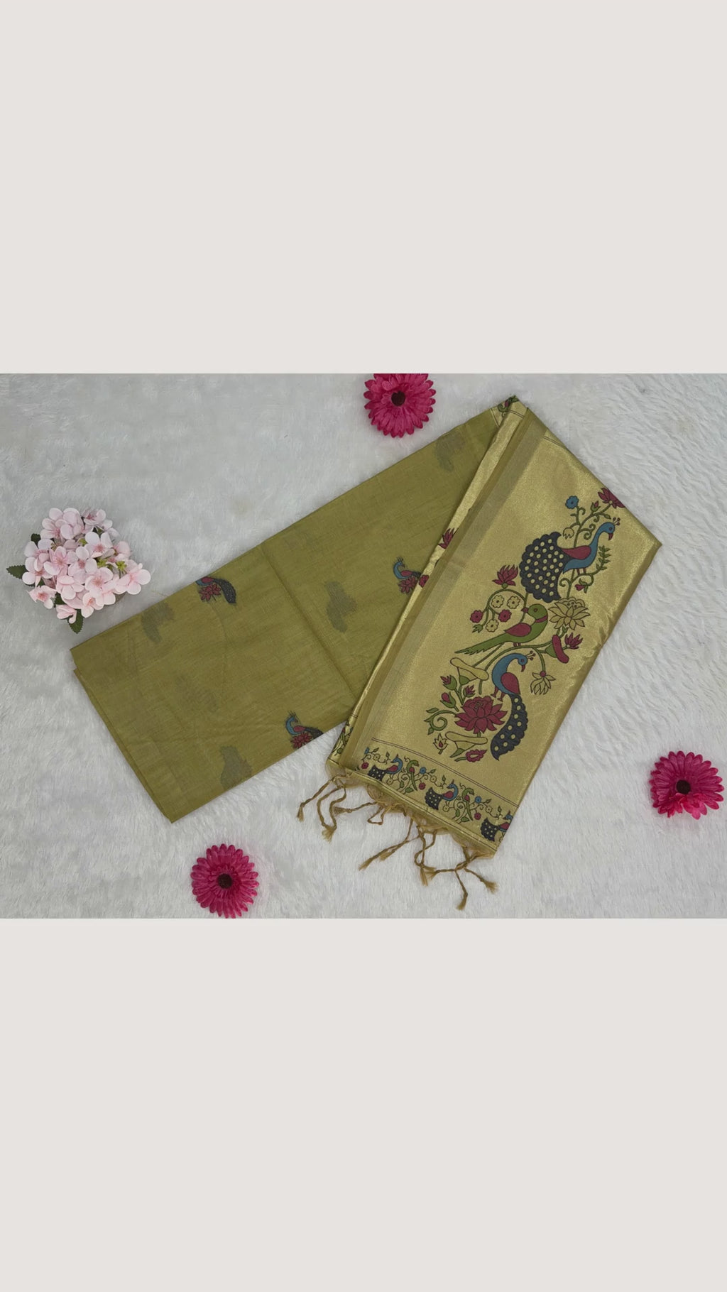Jamdani - Cotton - Golden Peacock