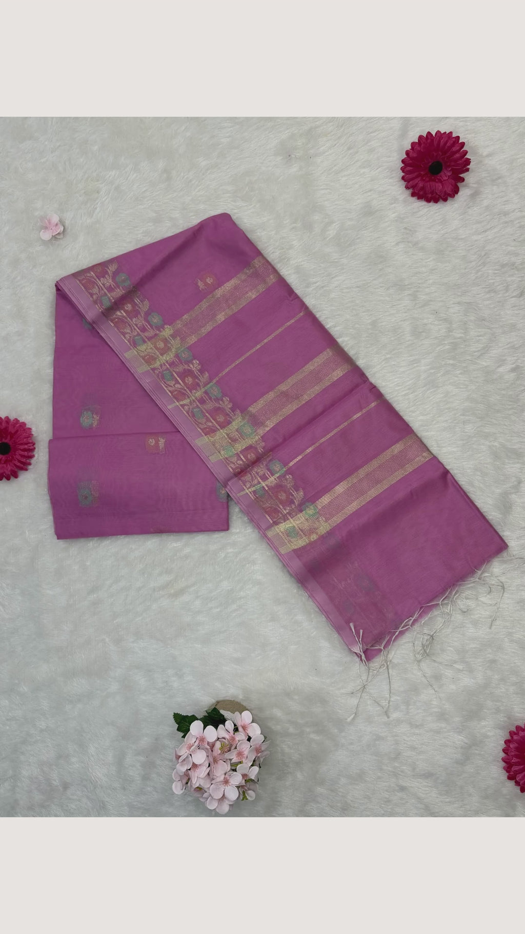 Maheshwari - Cotton Silk - Pastel Baby Pink Kali