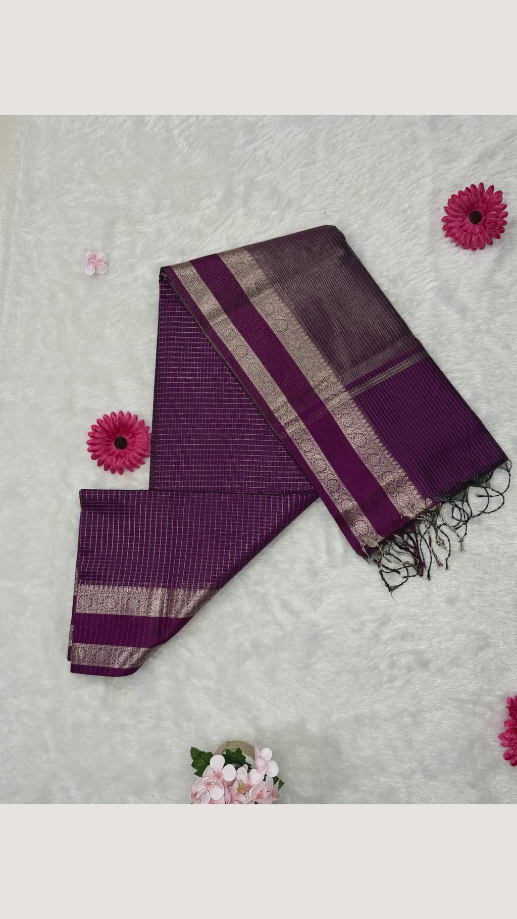 Maheshwari - Cotton Silk - Purple checks
